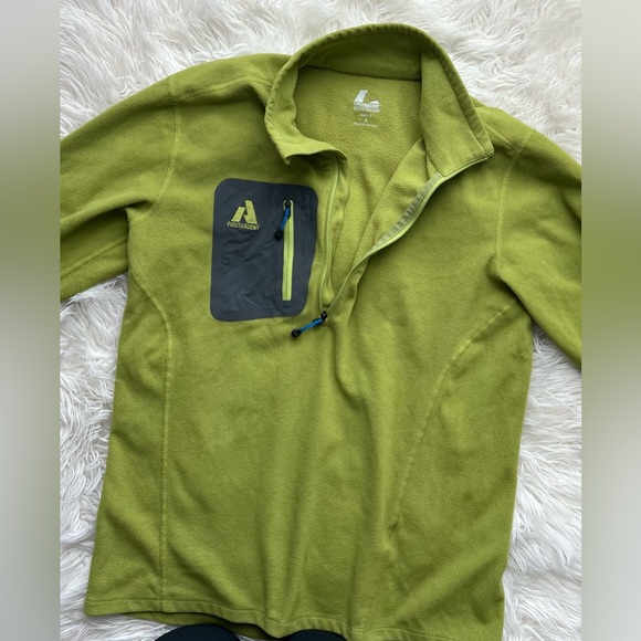 Eddie Bauer FIRST ASCENT Fleece Mens Small Green Quarter Zip Hiking Pullover - Picture 4 of 6